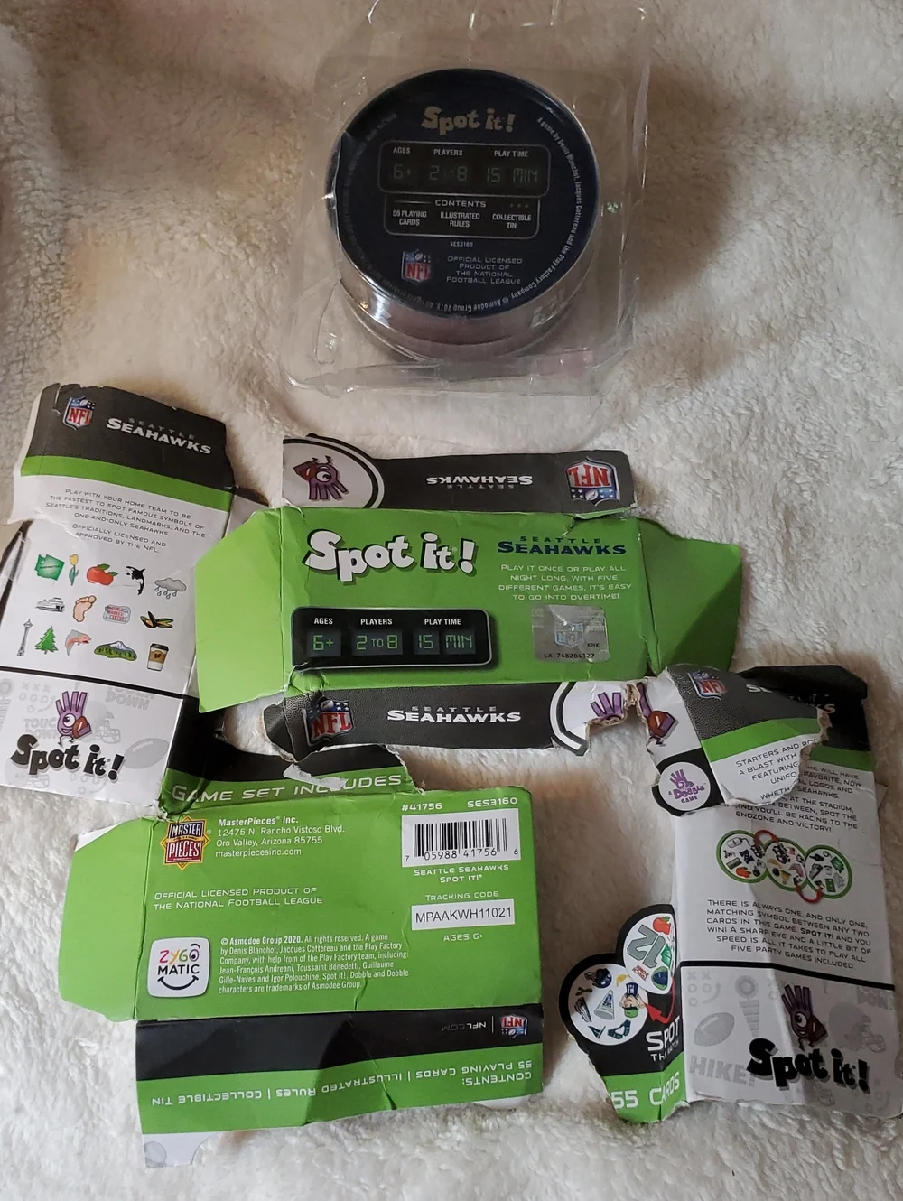 Spot It! NFL Seattle Seahawks Card Game | Family Travel Game | New/Open Box